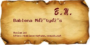Bablena Mátyás névjegykártya
