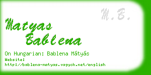 matyas bablena business card
