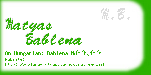 matyas bablena business card